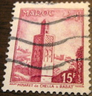 Morocco 1955 Chella Minaret Rabat 15fr - Used - Oblitérés
