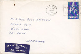 Canada "Via Airmail Par Avion 7-A.M.S.-6-3-64" Label LONDON Ontario 1966 Cover Lettre To ØLBY Lyng Pr. KØGE Denmark - Airmail