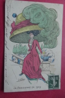 Cp Chapeau Humour " La Parisienne En 1910  "signe Vindier - Mode