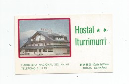 Carte De Visite , HOSTAL** ITURRIMURRI , HARO , Costa Del Vino , RIOJA , ESPANA - Cartoncini Da Visita