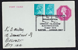 A0079 GB 1974, Inauguration London-Glasgow Electrification, Railway (On Postcard) - Lettres & Documents