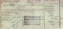 Quittance D'abonnement Au Téléphone En 1905 RARE Administration Des Télégraphes Beheer Van Telegrafen - 1900 – 1949