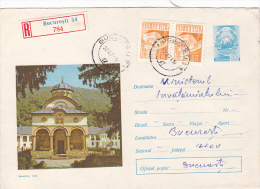 5771A, COZIA MONASTERY, ARCHITECTURE, 1971,RECOMMENDED, COVER STATIONERY, SEND TO MAIL, ROMANIA. - Abbayes & Monastères