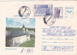 5776A, NEAMT, MONASTERY, 1993, COVER STATIONERY, SEND TO MAIL, ROMANIA. - Abbeys & Monasteries