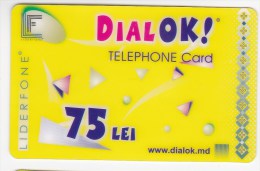 Moldova  , Liderfone , DIALOK ,  Telephone Cards  , 75 Lei   ; Tip I ,  RARE , Plastic , Used - Operadores De Telecom