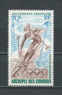 COMORES 1968 PA N° 22 ** Neuf = MNH Superbe  Cote 7,50 €  Sports JO De Grenoble Ski Slalom - Unused Stamps