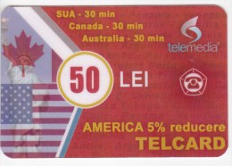 Moldova  , Telcard , TELEMEDIA ,  Telephone Card  , Phone Card , 50 Lei   ; Tip III ,  RARE , Plastic , Used - Telecom