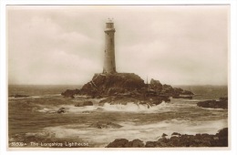 RB 1015 - Early Real Photo Postcard -  The Longships Lighthouse & Purple Triangle Lands End Cachet - Cornwall - Lighthouses