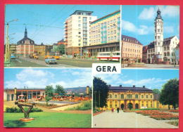 161756 / Gera  ( Thüringen ) - TROLLEY BUS CAR , STRASSE REPUBLIK TERRASSENCAFE OSTERSTEIN  RATHAUS , ORANGERIE  Germany - Gera