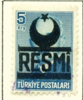 TURKEY  -  1951  Official  Opt.RESMI  5k  Used As Scan - Oblitérés