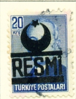 TURKEY  -  1951  Official  Opt.RESMI  20k  Used As Scan - Used Stamps