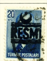 TURKEY  -  1955  Official  Opt.RESMI  20k  Used As Scan - Oblitérés