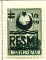 TURKEY  -  1955  Official  Opt.RESMI  1/2k On 1k  Mounted/Hinged Mint - Ungebraucht