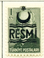 TURKEY  -  1955  Official  Opt.RESMI  1k  Mounted/Hinged Mint - Nuovi