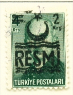 TURKEY  -  1955  Official  Opt.RESMI  2k On 4k  Used As Scan - Oblitérés
