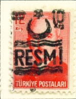 TURKEY  -  1955  Official  Opt.RESMI  10k On 12k  Used As Scan - Used Stamps