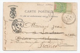 - Lettre -MADAGASCAR - DIEGO SUAREZ Càd Bleu S/TP Groupe N°42A Acheminée - 1908 - Brieven En Documenten