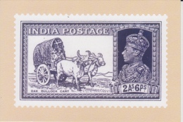 India  2015  KG VI  2A6P  BOLLOCK CART  STAMP RE-PRINTED ON POST CARD   OFFICIALLY ISSUED # 60045   Indien Inde - Cartas & Documentos