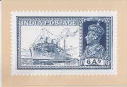 India  2015  KG VI  6a  SHIP  STAMP RE-PRINTED ON POST CARD   OFFICIALLY ISSUED # 60044   Indien Inde - Cartas & Documentos