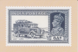 India  2015  KG VI  8A  MAIL LORRY  STAMP RE-PRINTED ON POST CARD   OFFICIALLY ISSUED # 60060   Indien Inde - Cartas & Documentos