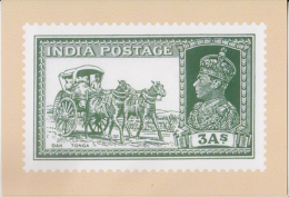 India  2015  KG VI  3A  MAIL HORSES TONGA  STAMP RE-PRINTED ON POST CARD   OFFICIALLY ISSUED # 60062   Indien Inde - Brieven En Documenten