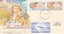Australia 1984 50th Anniversary Australia New Zealand Flight Cover Carried On Re-Enactment Flight - Premiers Vols