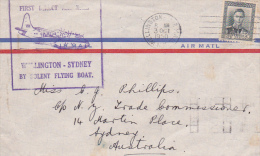 New Zealand 1950 First Direct Flight By Solent Flying Boat Wellington-Sydney - Cartas & Documentos