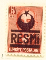 TURKEY  -  1955  Official  0.25k  Mounted/Hinged Mint - Nuovi