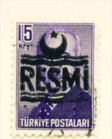 TURKEY  -  1955  Official  15k  Used As Scan - Used Stamps