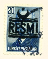 TURKEY  -  1955  Official  20k  Used As Scan - Oblitérés