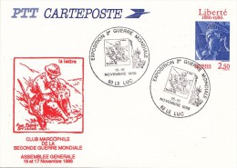 CARTE POSTALE DE 1986 EXPO 2ème GUERRE MONDIALE A LE LUC - Le Luc