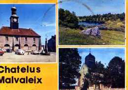 23  CHATELUS MALVALEIX Mairie Etang De La Prune Eglise, Automobiles - Chatelus Malvaleix