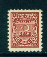 TURKEY  -  1947  Official  10p  Mounted/Hinged Mint - Unused Stamps