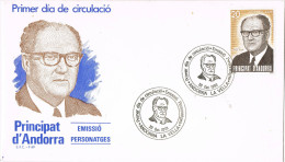 11703. Carta F.D.C. ANDORRA Española 1983. Personajes Jaume Sansá - Brieven En Documenten