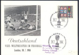 Germany 1966 Card: Football Fussball Soccer Calcio FIFA Giles Rimet; Deutschland Vizeweltmeister Cancellation - 1966 – Inglaterra