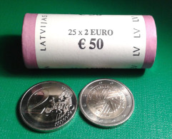 LATVIA 2 Euro Coin Presidency Of The Council Of The European Union 2015 Unc  Bank Roll (25 Coins X 2 Euro) - Rouleaux