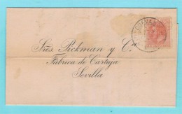 1887 CUEVAS DE VERA (ALMERIA) A SEVILLA - Covers & Documents