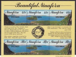 1990 Niuafoou Island (Tonga) - Crater Lake Sheet 6v., Overprinted SPECIMEN - Volcano Crater Filled With Water MNH - Tonga (1970-...)