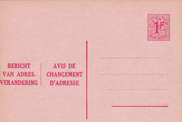 AP - Entier Postal - Carte Postale Avis De Changement D´adresse N° 14 - Chiffre Sur Lion Héraldique - 1,00 Fr Rose - NF. - Avis Changement Adresse