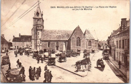 72 MAROLLES LES BRAULTS - La Place De L'église Jour De Marché - Marolles-les-Braults