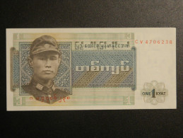 Billet - Birmanie/Myanmar - Valeur Faciale : 1 Kyat - Jamais Circulé - Année ?? - Motif : General Aung San Et Rouet - Myanmar