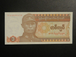 Billet - Birmanie/Myanmar - Valeur Faciale : 1 Kyat - Jamais Circulé - Année ?? - Motif : General Aung San Et Dragon - Myanmar