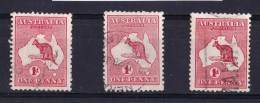 Australia 1913 Kangaroo 1d Red Die II Shades - Used Stamps