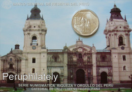 PERU 2014 ,  CATEDRAL DE LIMA , 1 NUEVO SOL , COIN ON CARD , MINT - Pérou