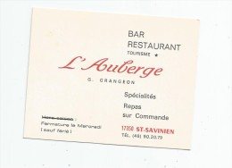 Carte De Visite , Bar , Restaurant , L'AUBERGE , SAINT SAVINIEN , Charente Maritime , G. Grangeon - Cartes De Visite