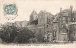 CPA Saint-Valéry Sur Somme - L'église Et Les Falaises - Saint Valery Sur Somme