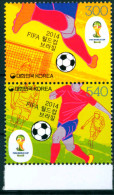 TH Korea 2014 Soccer Football Brasil 2014 World Cup  2v. Se-tenant Vert MNH - 2014 – Brésil