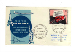 20 IEME ANNIVERSAIRE PREMIER VOL PARIS - NEW YORK 08/06/1966 - Primeros Vuelos