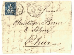 Briefabschnitt, 1864 Gelaufen Nach Chur, 2 Scans - Briefe U. Dokumente