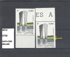 Variété De 2013 Neuf** Y&T  N°  4735 Vert-clair Décalé - Unused Stamps